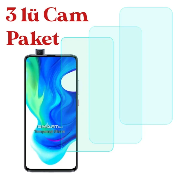 Poco F2 Pro Uyumlu Temperli Kırılmaz Cam Ekran Koruyucu 3 lü Set ürün görseli 1