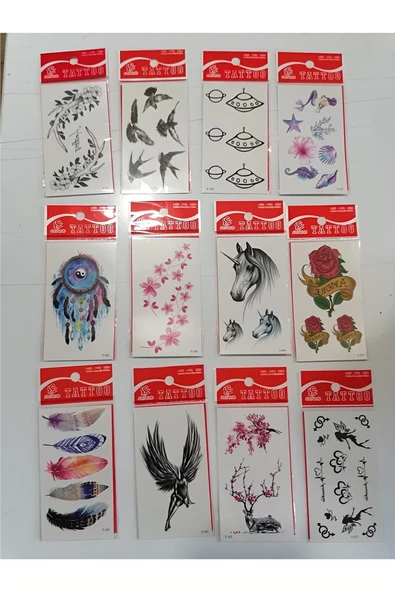 Kruvazör 12 Adet Birden Minimal Yapıştırma Dövme Model 5
