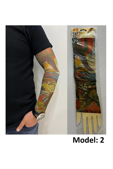 Kruvazör Giyilebilir Dövme Çift Kol 2 Adet Kol Çorap Dövmesi Sleeve tattoo Model2