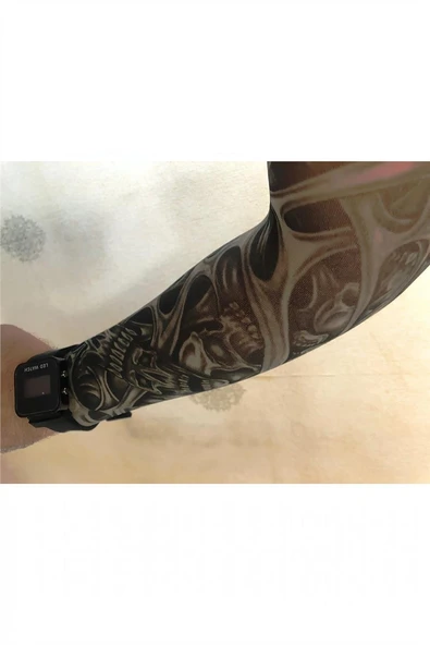 Kruvazör Çift Kol Giyilebilir Dövme İskelet Desenler Tattoo Sleeve