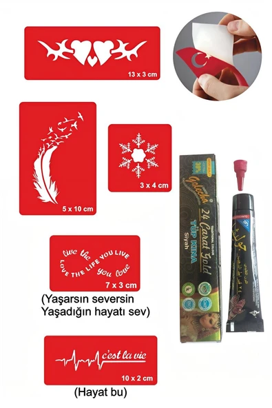 Kruvazör Nabız Kar Tanesi Hint Kınası ile Geçici Dövme Yapma Seti