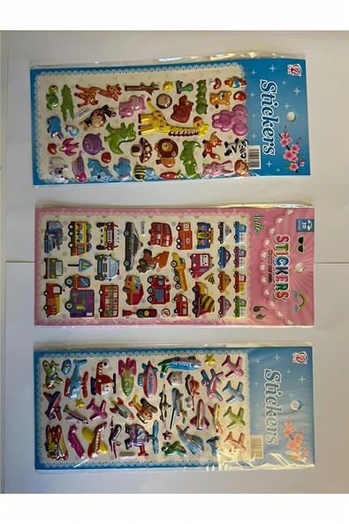 Kruvazör Eğitici Çocuk Sticker Etiket Oyunu 3 Kartela Birden Taşıt Ve Hayvanlar Serisi