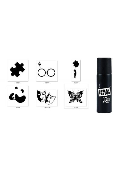 Kruvazör Panda Ve Maske Geçici Sprey Dövme Seti Spray Tatto