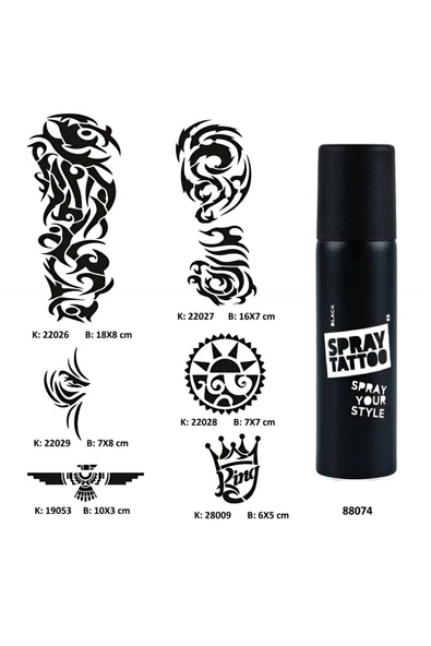 Kruvazör Tribal ve Kol Spray Tattoo Geçici Dövme Seti Dark Sprey Dövme Kiti