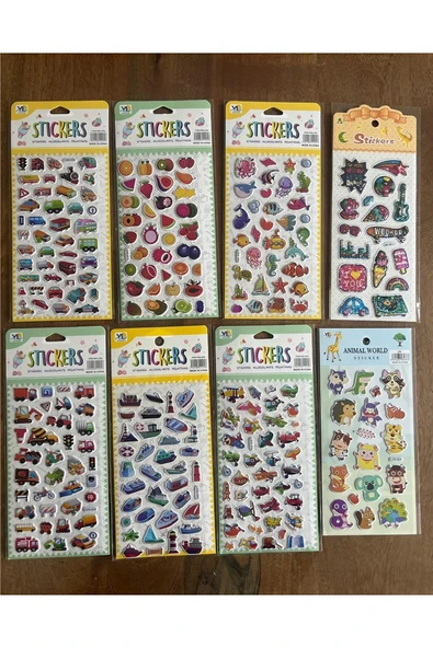 Kruvazör 8 Adet Birden Çocuk Eğitici Sticker Çıkartma Seti Model 4