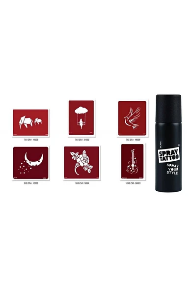 Kruvazör Düşünce Ve Gitar Geçici Sprey Dövme Seti Spray Tatto