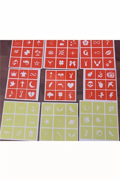 Kruvazör Simli Dövme Şablonu 81 adet Glitter Tattoo Stencil