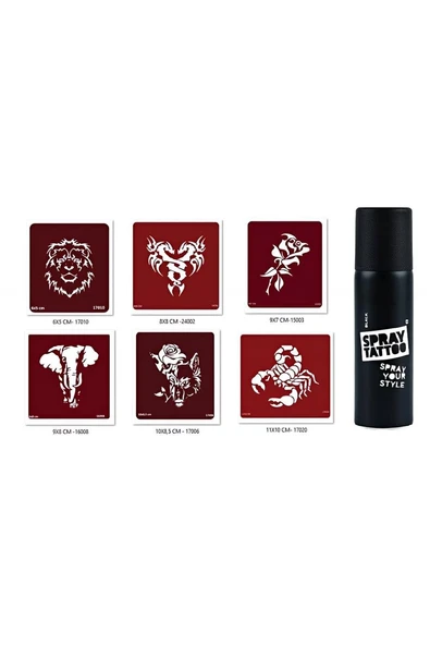 Kruvazör Fil Ve Gül Geçici Sprey Dövme Seti Spray Tatto