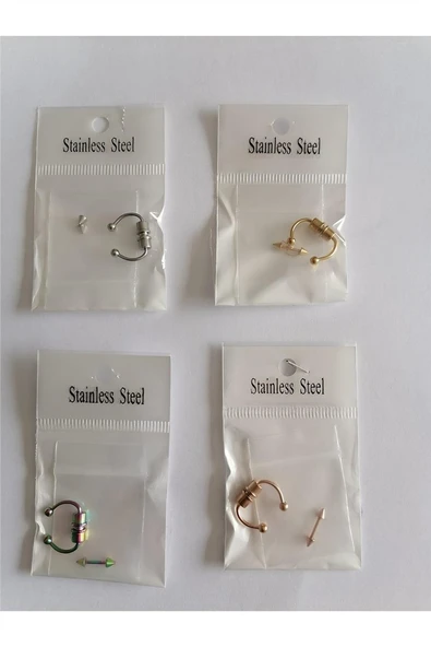 Kruvazör 4 Adet Birden Mıknatıslı Fake Septum Piercing - 2