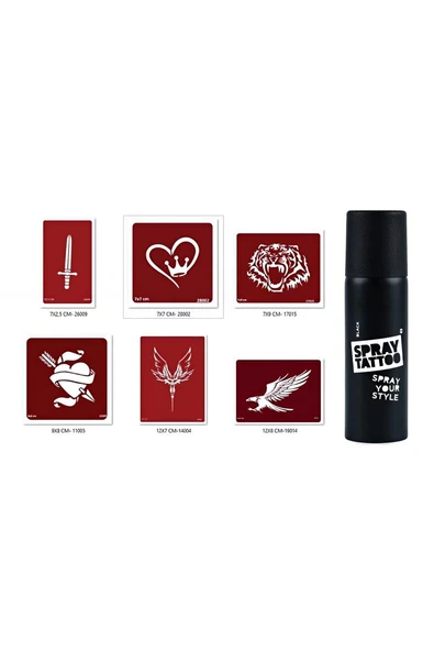 Kruvazör Kılıç Ve Taç Geçici Sprey Dövme Seti Spray Tatto