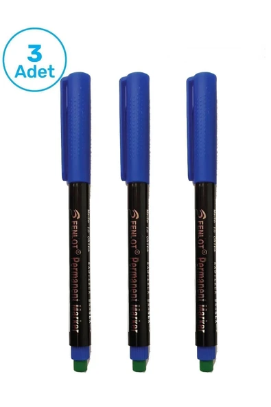 Fenlot Mavi Asetat Permanent Cd Kalemi Medium Uçlu (3lü set)
