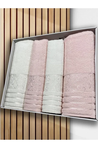 Deren Hamam Takımı 4 Parça Krem - Pudra