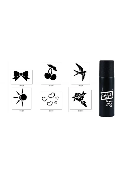 Kruvazör Kiraz Ve Kurdele Geçici Sprey Dövme Seti Spray Tatto