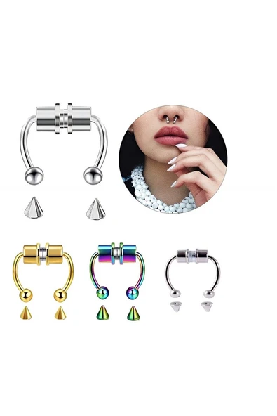 Kruvazör 4 Adet Birden Mıknatıslı Fake Septum Piercing