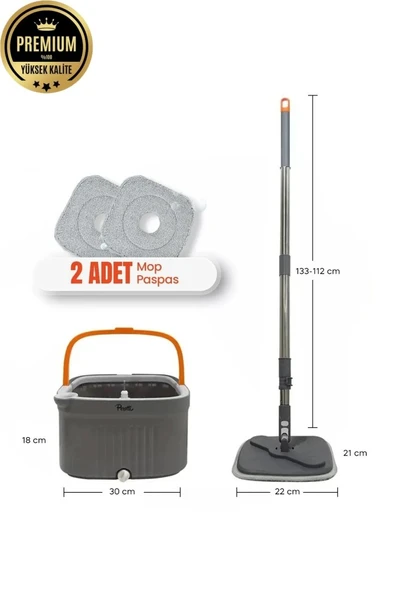 Kapris Clean Pro Mop Temizlik Seti Temiz Kirli Suyu Ayırma Özellikli Mop