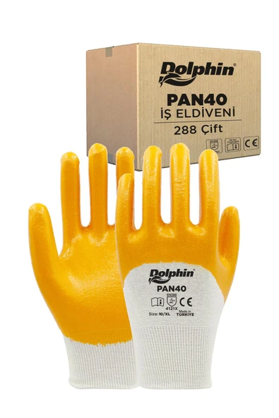 Süpertrend  Dolphin Pamuk Nitril İş Eldiveni Beyaz/sarı Pan40 10-xl 288 Çift - Koli
