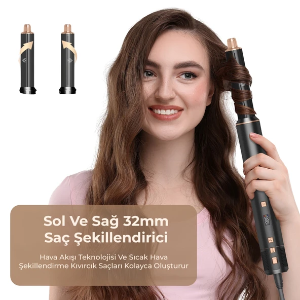 Yasomi Witero 9in1 Ultra Airwrap Multi-Styler Sıcak-Soğuk Hava Üflemeli Siyah Saç Şekillendirme Cihazı - 6