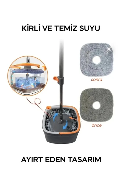 Kapris Clean Pro Mop Temizlik Seti Temiz Kirli Suyu Ayırma Özellikli Mop - 5