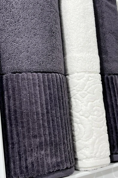 Sevgi Hamam Takımı 4 Parça Krem - Antrasit - 4