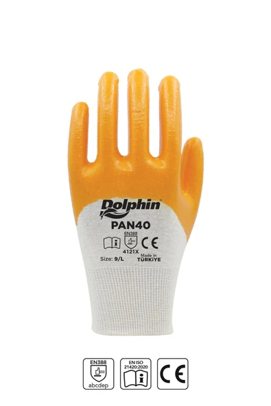 Süpertrend  Dolphin Pamuk Nitril İş Eldiveni Beyaz/sarı Pan40 9-l 12 Çift