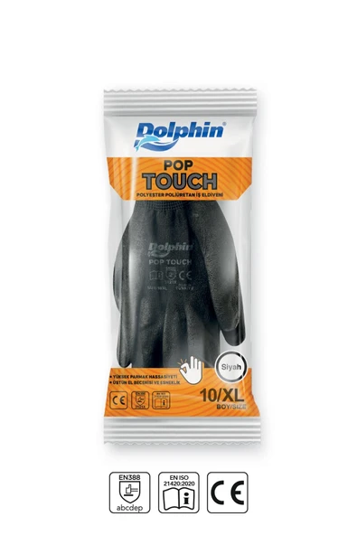 Süpertrend  Dolphin Polyester Poliüretan İş Eldiveni Siyah Pop Touch 10-xl 1 Çift - 4