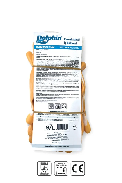 Süpertrend  Dolphin Pamuk Nitril İş Eldiveni Beyaz/sarı Pan350 Flex 9-l 12 Çift - 3