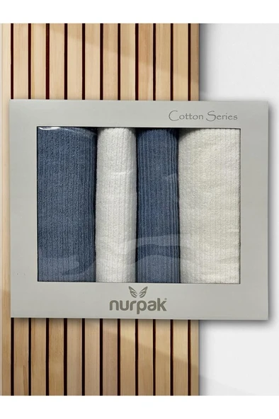 Ekol Hamam Takımı 4 Parça Krem - Mavi - 2