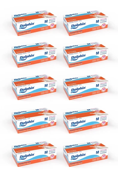 Süpertrend  Dolphin Pudrasız Lateks Muayene Eldiveni M Beden 100 Adet X 10 Paket - Mdr