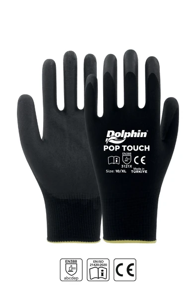 Süpertrend  Dolphin Polyester Poliüretan İş Eldiveni Siyah Pop Touch 10-xl 1 Çift - 2
