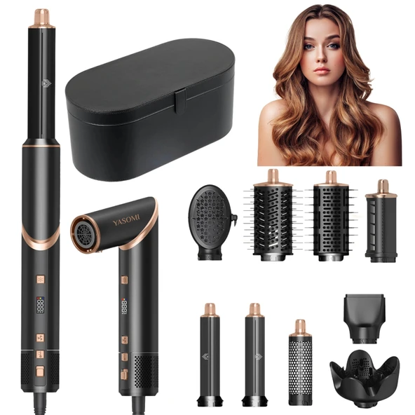 Yasomi Witero 9in1 Ultra Airwrap Multi-Styler Sıcak-Soğuk Hava Üflemeli Siyah Saç Şekillendirme Cihazı