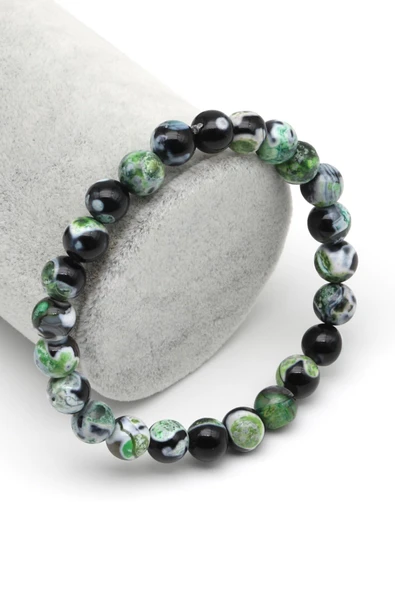 Akik Doğal Taş Bileklik 8 mm Küre Kesim ürün görseli 1