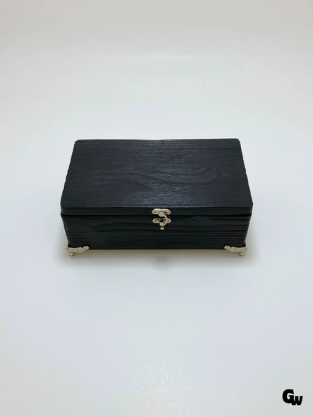 Doğal Ahşap Hareli Takı Kutusu Ahşap Saklama Kutusu(BEYAZ ÇAM)(ANTRASİT)(BOY:20cm EN:12cm Yük:8cm) BOY:20cm EN:12cm YÜK:8cm - 4