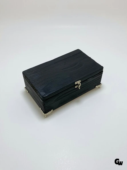 Doğal Ahşap Hareli Takı Kutusu Ahşap Saklama Kutusu(BEYAZ ÇAM)(ANTRASİT)(BOY:20cm EN:12cm Yük:8cm) BOY:20cm EN:12cm YÜK:8cm - 2