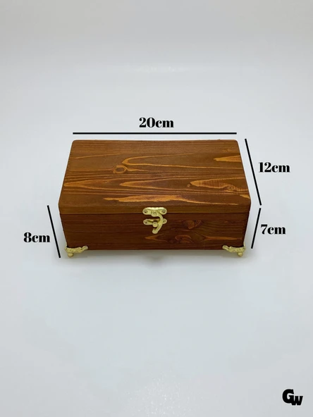 Doğal Ahşap Takı Kutusu Ahşap Saklama Kutusu(BEYAZ ÇAM)(CEVİZ)(BOY:20cm EN:12cm Yük:8cm) BOY:20cm EN:12cm YÜK:8cm - 5