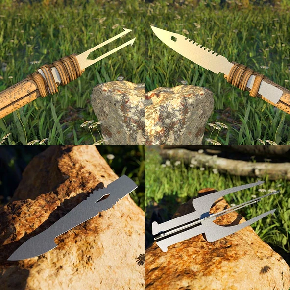 Kamp Ayısı® SpearSet™ 4’lü Bushcraft Mızrak Ucu Seti - Avcılık ve Hayatta Kalma Ekipmanı