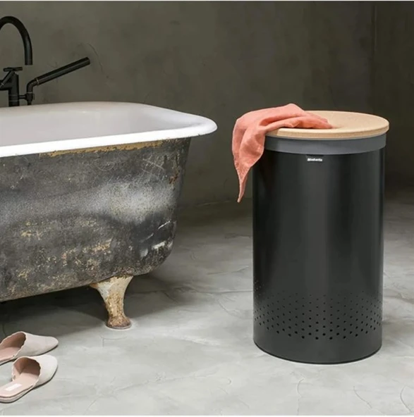 Brabantıa Matt Black Mantar Kapaklı Çamaşır Sepeti 60 lt - 3