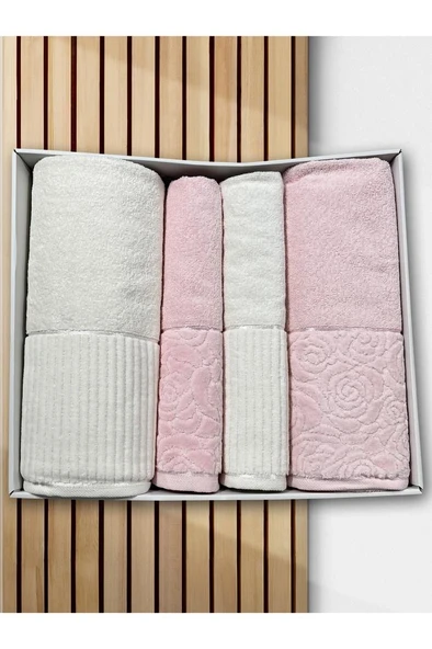 Sevgi Hamam Takımı 4 Parça Krem - Pudra