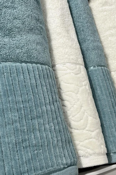 Sevgi Hamam Takımı 4 Parça Krem - Petrol - 4