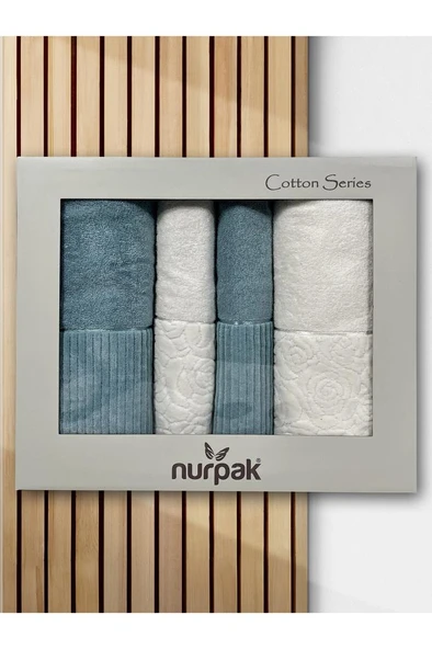 Sevgi Hamam Takımı 4 Parça Krem - Petrol - 2