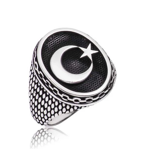 Süpertrend Gümüş Ay Yıldız Erkek Yüzük