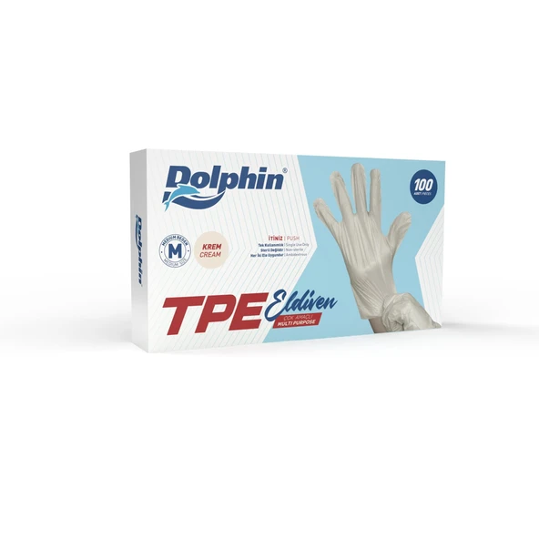 Kruvazör  Dolphin Krem Tpe Eldiven M Beden 100 Adet
