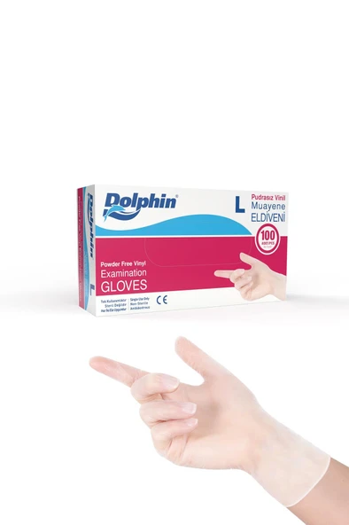 Kruvazör  Dolphin Beyaz Vinil Eldiveni Pudrasız L 100 Adet