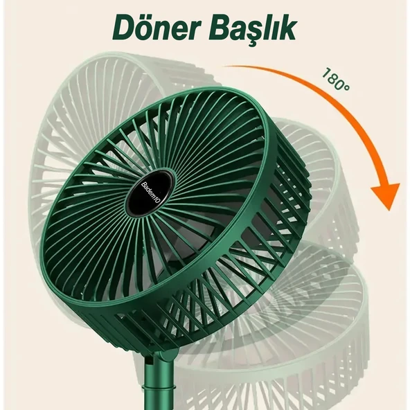 Sessiz Masa Vantilatörü 3 Modlu Katlanabilir Usb Şarjlı Taşınabilir Portatif Teleskopik Araç İçi Oto - 6