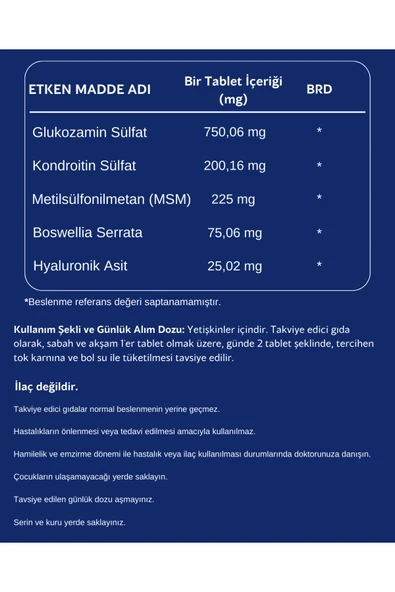 Suppliday 60 Tablet Glukozamin Kondroitin Msm Hyaluronik Asit Içeren Takviye Edici Gıda 8681925004810 - 2