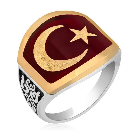 Süpertrend ​Gümüş Ay Yıldız Erkek Yüzük