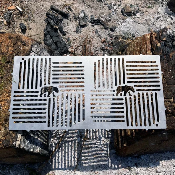 Kamp Ayısı® PyroWide Wire™ Yekpare Paslanmaz Çelik Bushcraft Izgara Teli Hafif Portatif 37 × 18 cm - 2