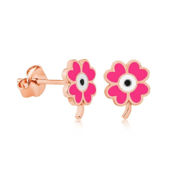 Süpertrend ​Gümüş Fosforlu Pembe Yonca Küpe