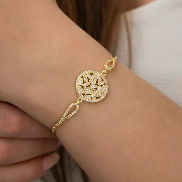 Süpertrend Gümüş Gold Baget Taşlı Bileklik - 2