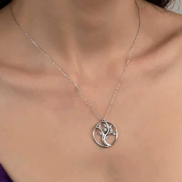 Süpertrend Swarovski Taşlı Gümüş Hayat Ağacı Bayan Kolye - 2