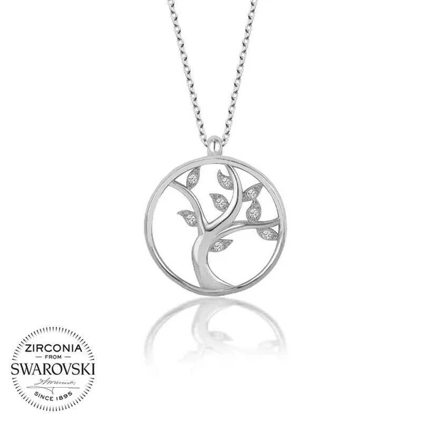 Süpertrend Swarovski Taşlı Gümüş Hayat Ağacı Bayan Kolye